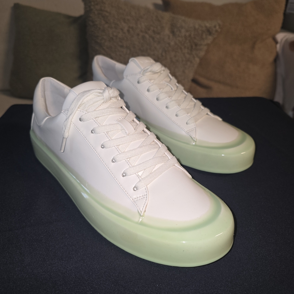 Vince White and Light Green Men's Sneakers